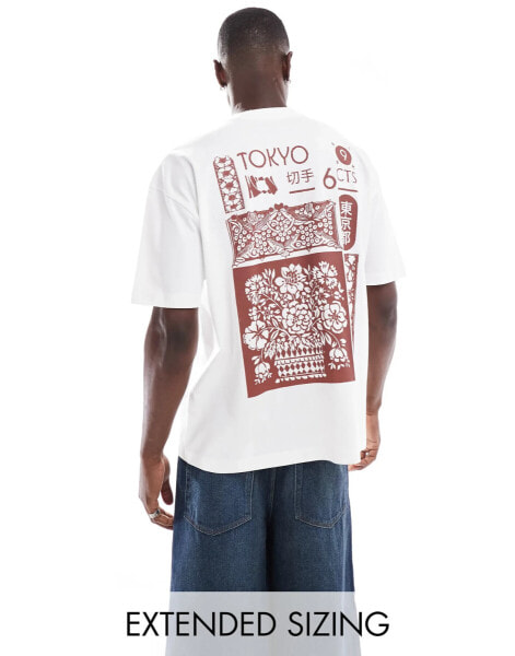 ASOS DESIGN oversized t-shirt in white with souvenir back print