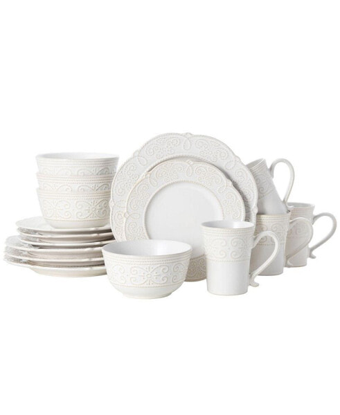 abby white 16 pc dinnerware set, service for 4