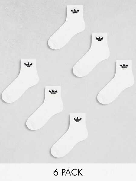 adidas Originals 6 pack trefoil ankle socks in white