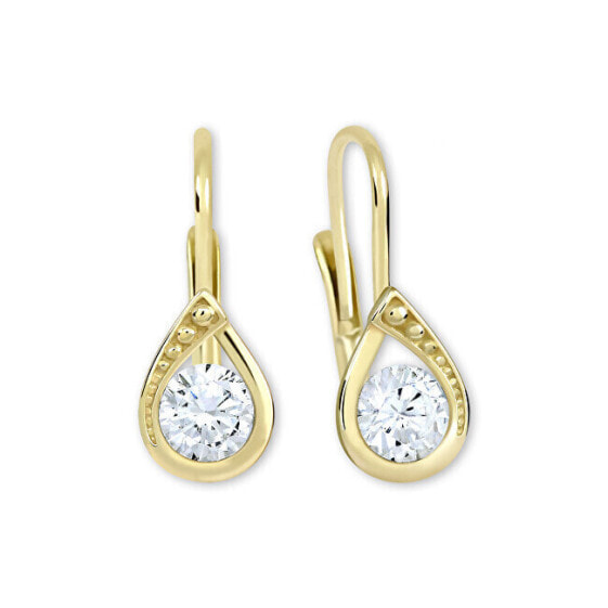 Beautiful gold earrings with clear crystals 236 001 00960