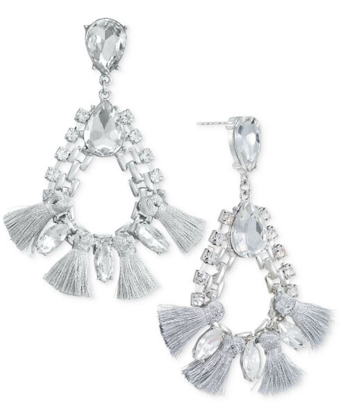 Crystal & Tassel Open Drop Earrings, Created for Macy's