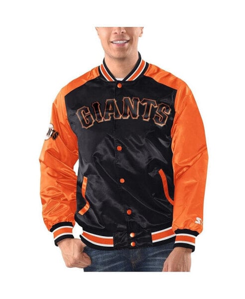 Куртка для мужчин Starter San Francisco Giants Varsity Satin черно-оранжевая полнораскрывающаяся