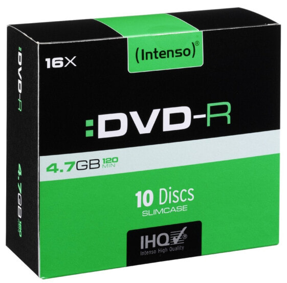 Intenso DVD-R 4.7GB, 16x, DVD-R, 120 mm, Slimcase, 10 pc(s), 4.7 GB