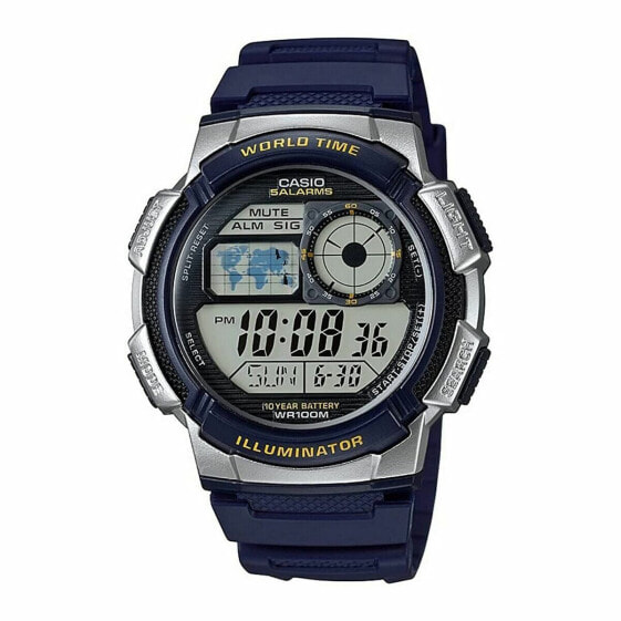 Мужские часы Casio WORLD TIME ILLUMINATOR - 5 ALARMS, 10 YEAR BATTERY Чёрный Серый (Ø 40 mm) (Ø 43 mm)