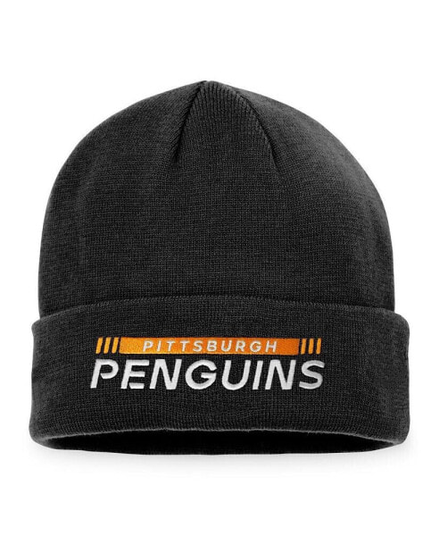 Men's Black Pittsburgh Penguins Authentic Pro Rink Cuffed Knit Hat
