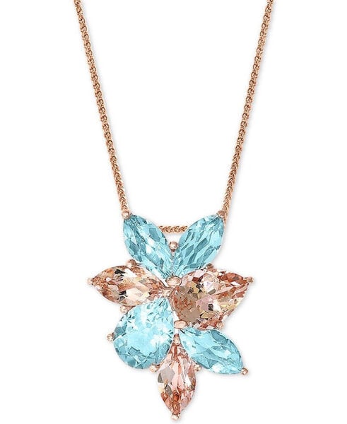 Aquamarine (2-5/8 ct. t.w.) & Morganite (2-1/4 ct. t.w) 18" Pendant Necklace in 14k Rose Gold