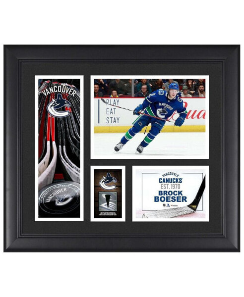 Brock Boeser Vancouver Canucks Framed 15" x 17" Player Collage with a Piece of Game-Used Puck