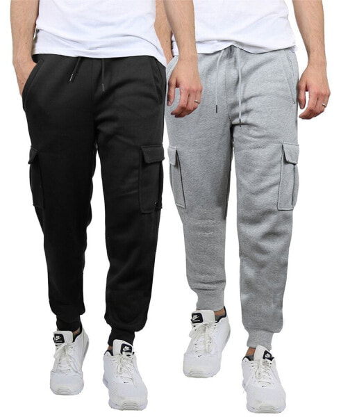 Men's Heavyweight Fleece-Lined Cargo Jogger Sweatpants, Pack of 2