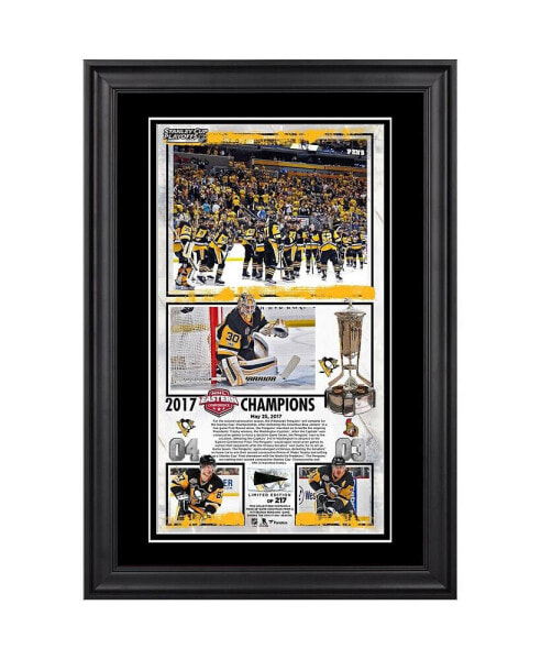 Pittsburgh Penguins Framed 10" x 18" 2017 NHL Eastern Conference Champions Collage with a Piece of Game-Used Puck - Limited Edition of 217