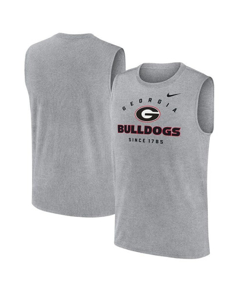 Men's Heather Gray Georgia Bulldogs Primetime Legend Lock Up Performance Muscle Tank Top