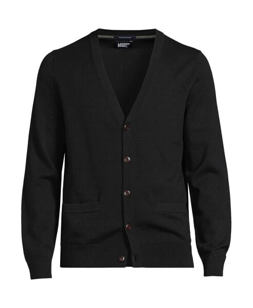 Men's Fine Gauge Cotton V-Neck Cardigan Sweater