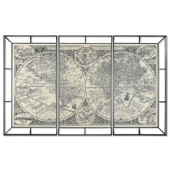 Картины набор Home ESPRIT Карта Мира Бело-чёрные 222 x 8 x 140 см (3 шт)