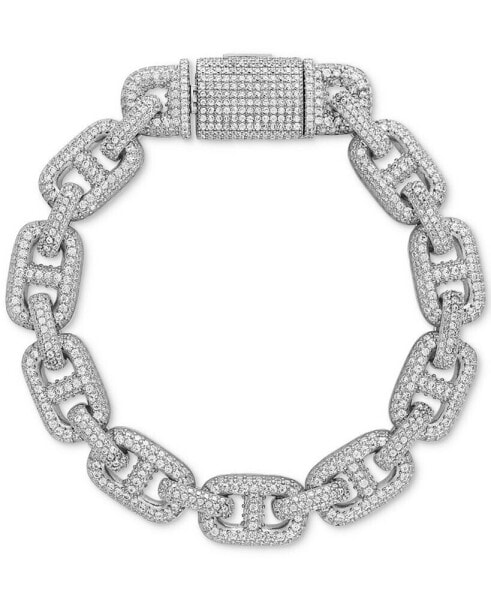 Cubic Zirconia Pavé Puffed Mariner Link Chain Bracelet in Sterling Silver, Created for Macy's