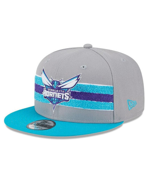 Men's Gray Charlotte Hornets Chenille Band 9FIFTY Snapback Hat