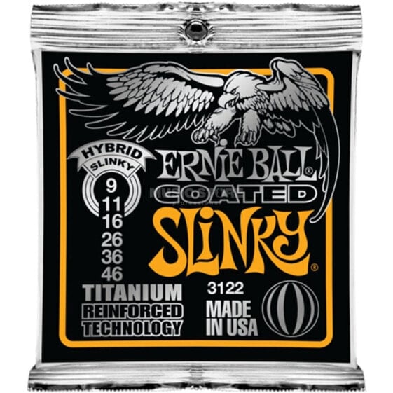 Ernie Ball E-Guitar Strings 09-46 Coated Titanium Hybrid Slinky EB3122