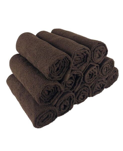 Bleach-Safe Cotton Salon Towels (12 Pack), Full Size 16x28 in., Solid Color, Absorbent Hair Drying Towel, Perfect for Salon and Spa