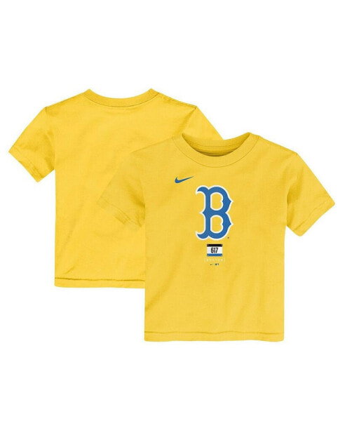 Toddler Gold Boston Red Sox City Connect Large Logo T-Shirt