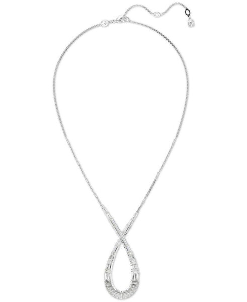 Rhodium-Plated Mixed Crystal Infinity Pendant Necklace, 15" + 2-3/4" extender