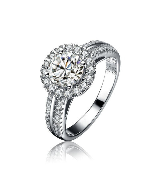 Sterling Silver Cubic Zirconia Circle Solitaire Ring