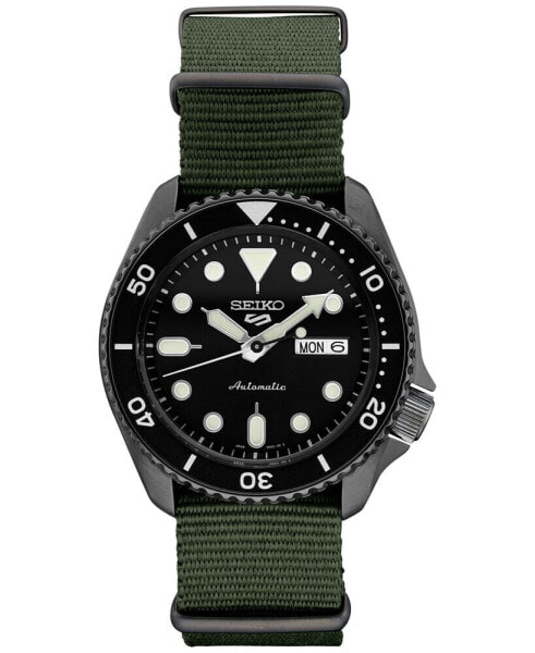 Men's Automatic 5 Sports Green Nylon Strap Watch 42.5mm