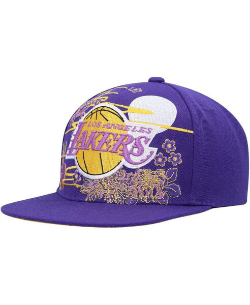 Men's Purple Los Angeles Lakers Hardwood Classics Asian Heritage Scenic Snapback Hat