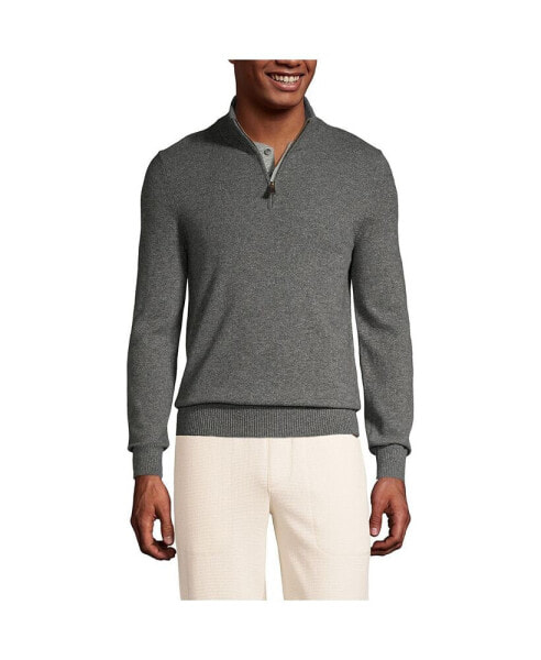 Big & Tall Fine Gauge Cashmere Quarter Zip Sweater