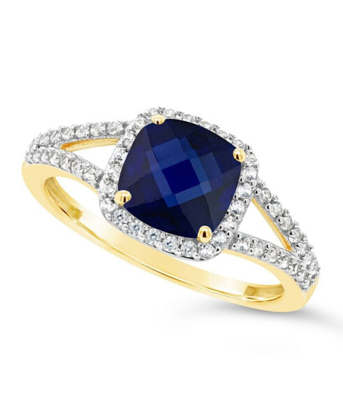 Lab-Grown Sapphire (2 ct. t.w.) and Lab-Grown White Sapphire (1/4 ct. t.w.) Ring in 10k Yellow Gold