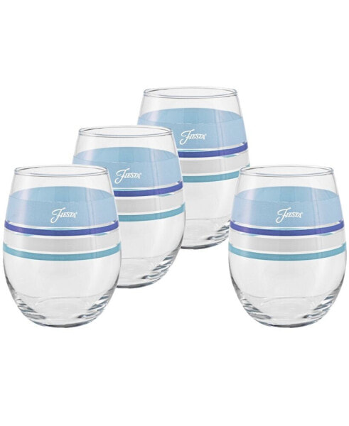 Coastal Blues Edgeline 15-Ounce Stemless Wine Glass Set of 4