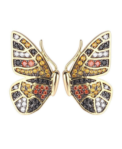 Multi-Colored Cubic Zirconia Butterfly Wing Stud Earring