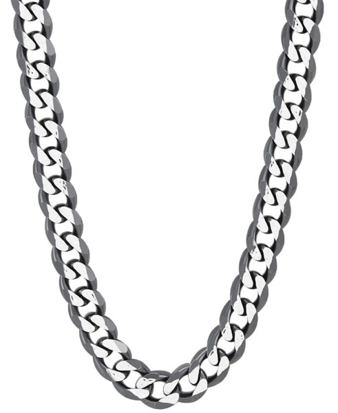 Men's Curb Link 22" Chain Necklace (8mm) in Sterling Silver & Black Ruthenium-Plate
