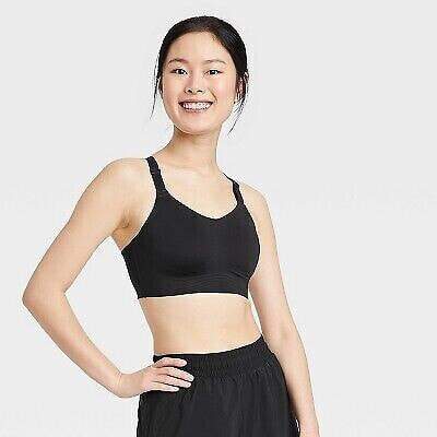 Women's High Support Embossed Racerback Run Sports Bra - All in Motion Black XS