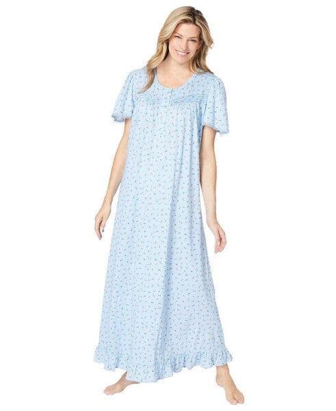 Plus Size Long Floral Print Cotton Gown