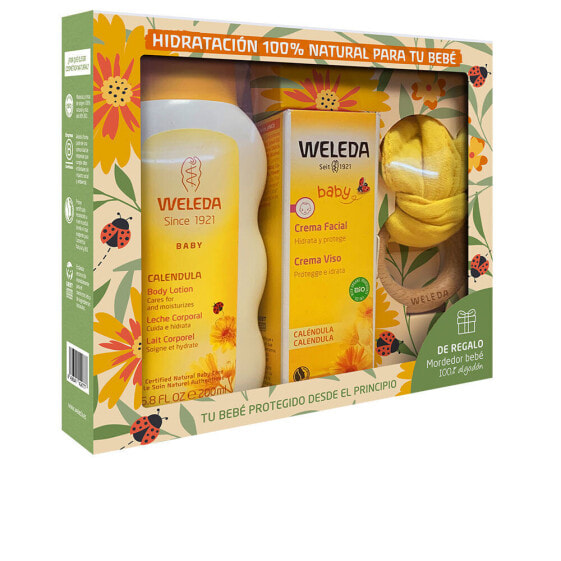 Weleda Calendula Summer Hydration Pack Набор: Молочко для тела 200 мл + детский крем для лица 50 мл + Прорезыватель