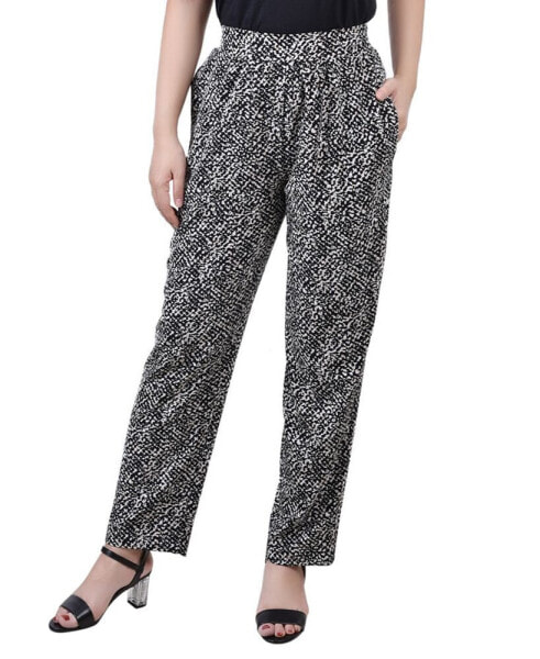 Petite Printed Slim Pull On Pants