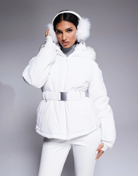 ASOS 4505 Ski water repellent insulated ski jacket in white