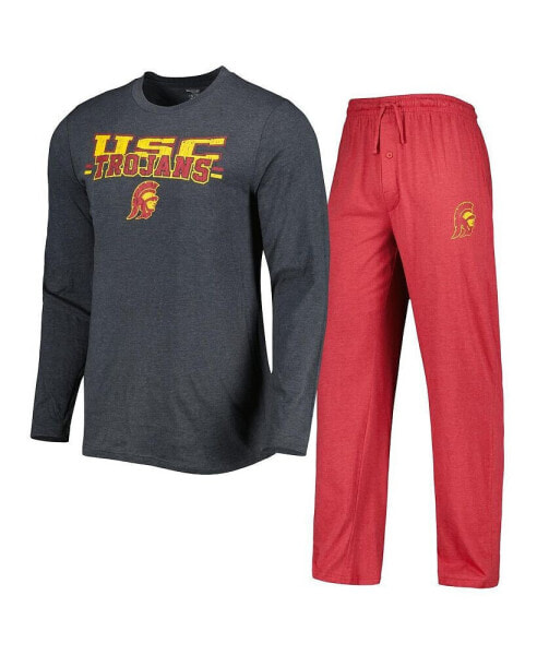 Men's Cardinal, Charcoal USC Trojans Meter Long Sleeve T-shirt and Pants Sleep Set