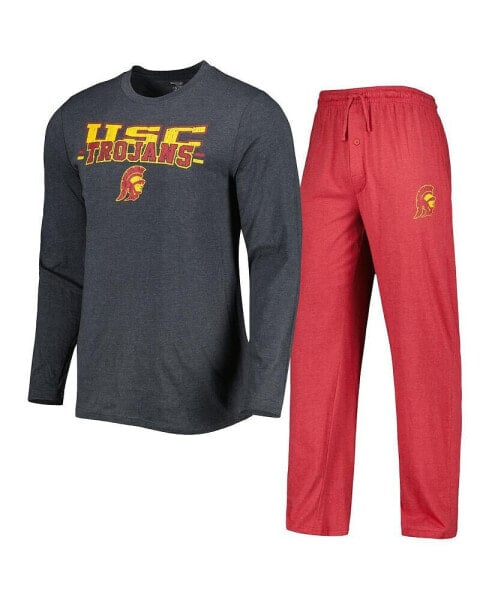 Пижама Concepts Sport USC Trojans с длинным рукавом и брюками Cardinal, Charcoal Meter