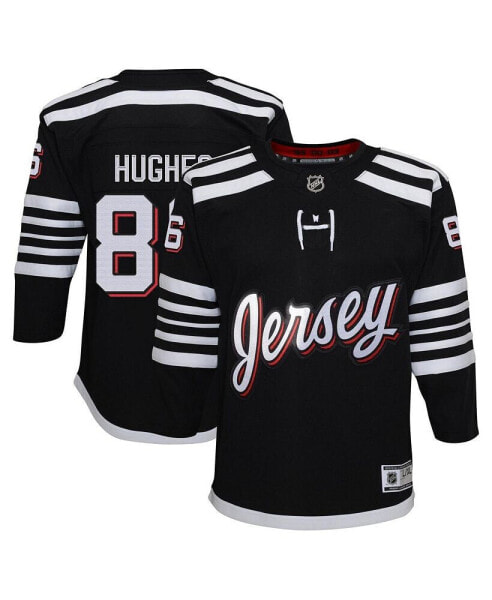 Big Boys Jack Hughes Black New Jersey Devils Alternate Premier Player Jersey
