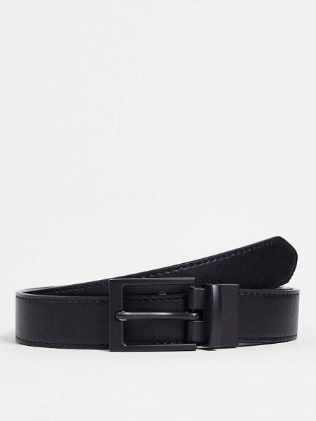 ASOS DESIGN slim reversible faux leather belt in black and snake