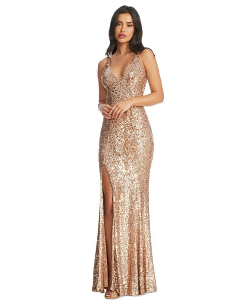 Women's Iris Sequined Side-Slit Gown