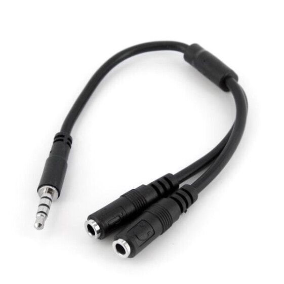 StarTech.com Headset adapter for headsets with separate headphone / microphone plugs - 3.5mm 4 position to 2x 3 position 3.5mm M/F - Black - 3.5 mm - 2 x 3.5 mm - Male - Female - Polyvinyl chloride (PVC)