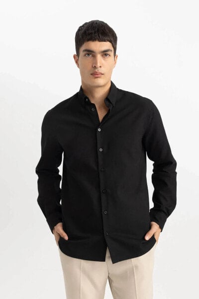 Рубашка мужская defacto Erkek Uzun Kol Gömlek B7383ax/bk27 Black