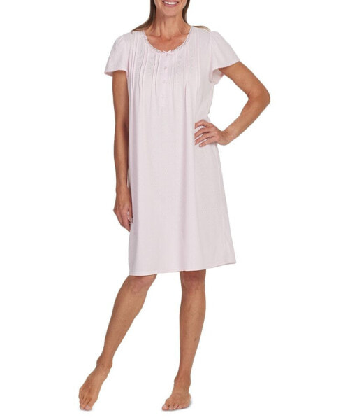 Women's Short-Sleeve Lace-Trim Nightgown