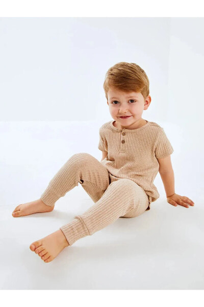 LCW baby Bisiklet Yaka Basic Erkek Bebek Pijama Takım