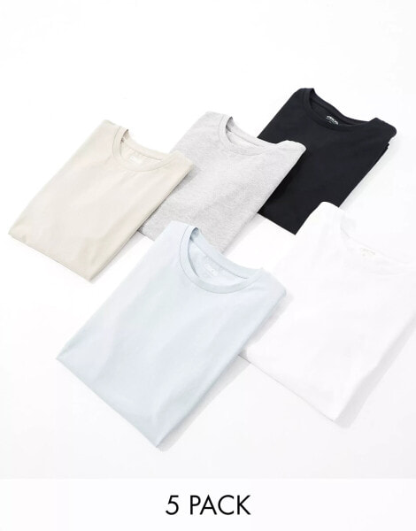 ASOS DESIGN 5 pack muscle fit t-shirts in multiple colours