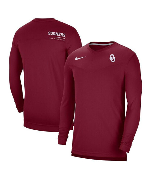 Men's Crimson Oklahoma Sooners 2022 Coach Performance Long Sleeve V-Neck T-shirt