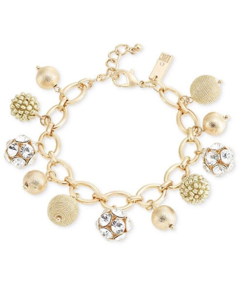 Gold-Tone Crystal & Thread-Wrapped Bead Charm Bracelet, Created for Macy's