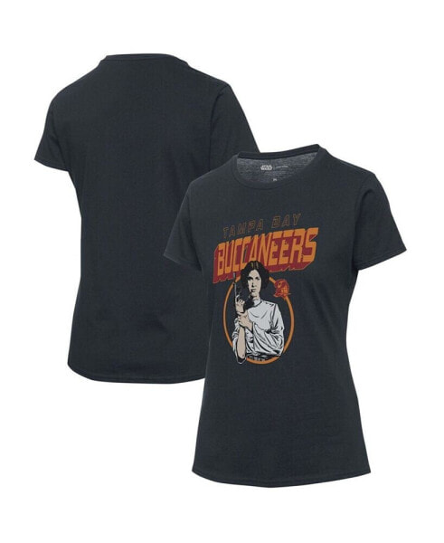 Women's Black Tampa Bay Buccaneers Disney Star Wars Princess Leia T-shirt