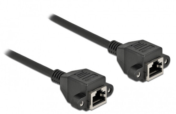 Delock Network Extension Cable S/FTP RJ45 jack to RJ45 jack Cat.6A 2 m black - 2 m - Cat6a - S/FTP (S-STP) - RJ-45 - RJ-45