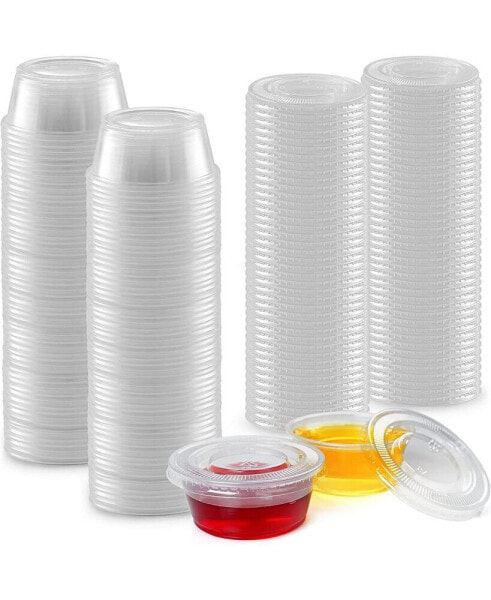 50 Pack Clear Jello Shot Cups with Lids - Disposable Condiment Cups